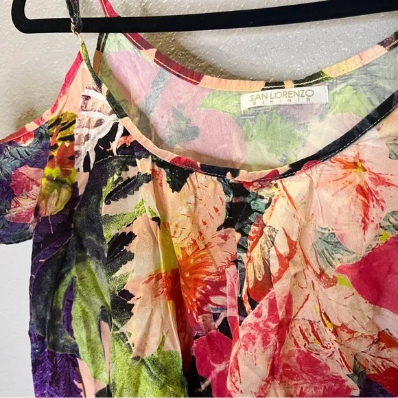 San Lorenzo Bikini Tropical Cover Up Crop Top - Picture 2 of 3